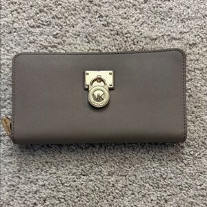 Michael Kors Taupe Wallet with Gold Accents